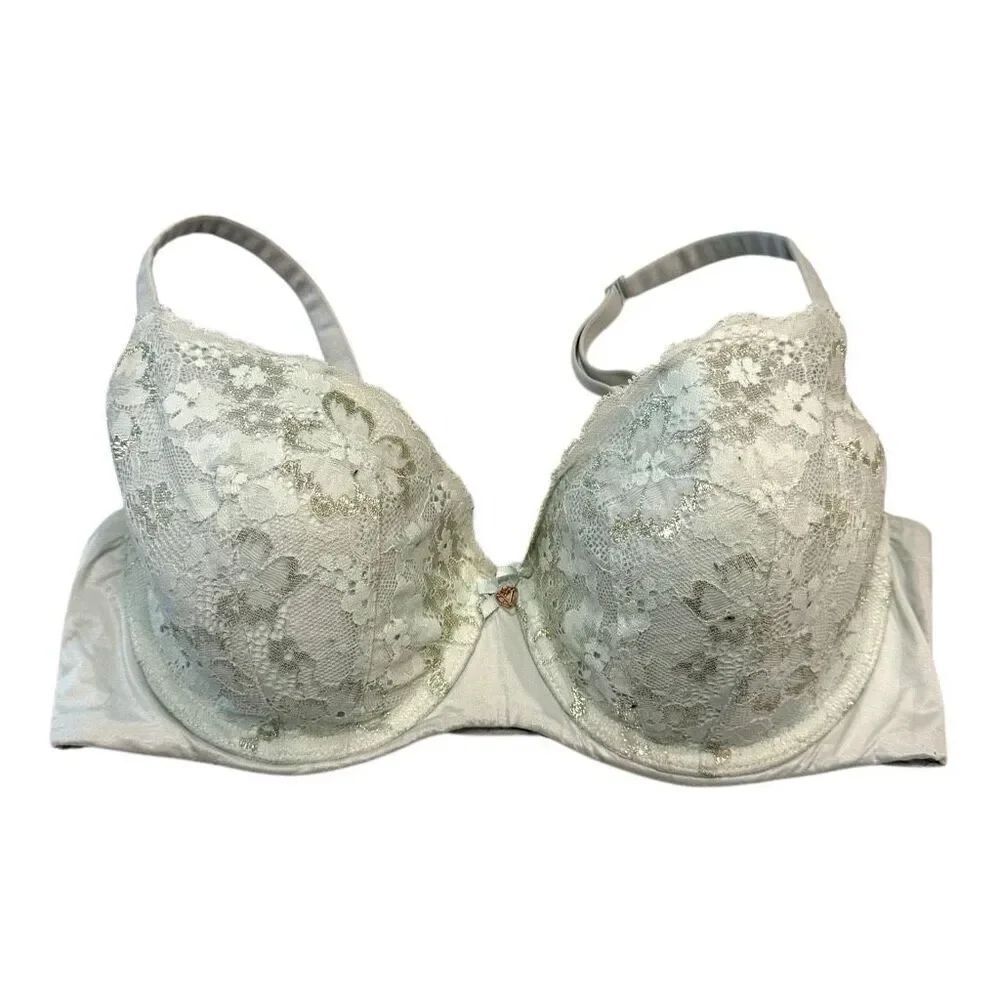 Victoria's Secret Floral Lace Underwire Lined Demi Bra White Size 36D
